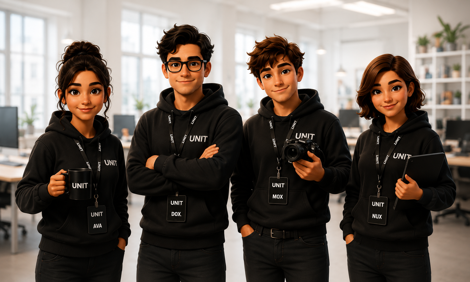 AVA, DOX, MOX and NUX: the UNIT AI workforce